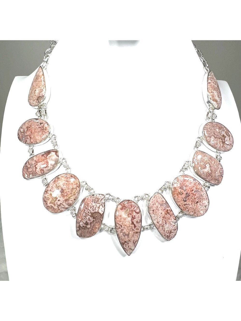 Large Crazy Lace 925 Gemstone Necklace